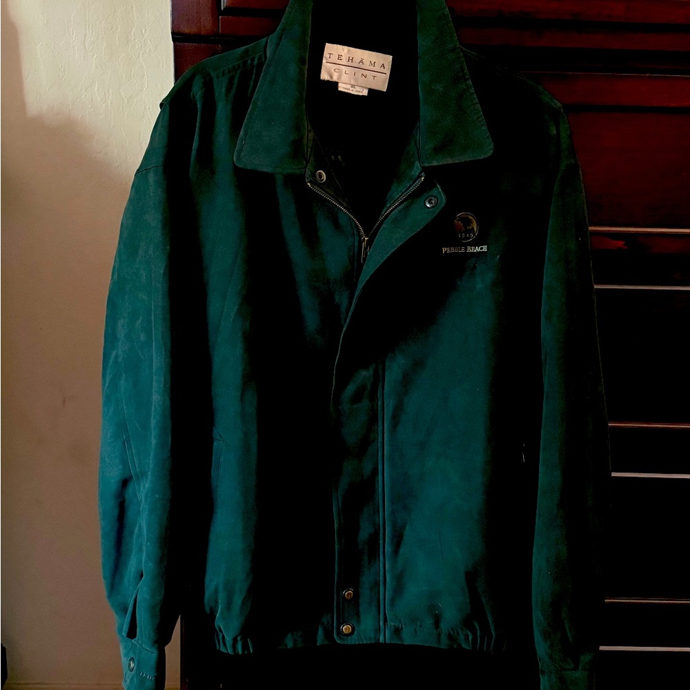 Green jacket, suade material